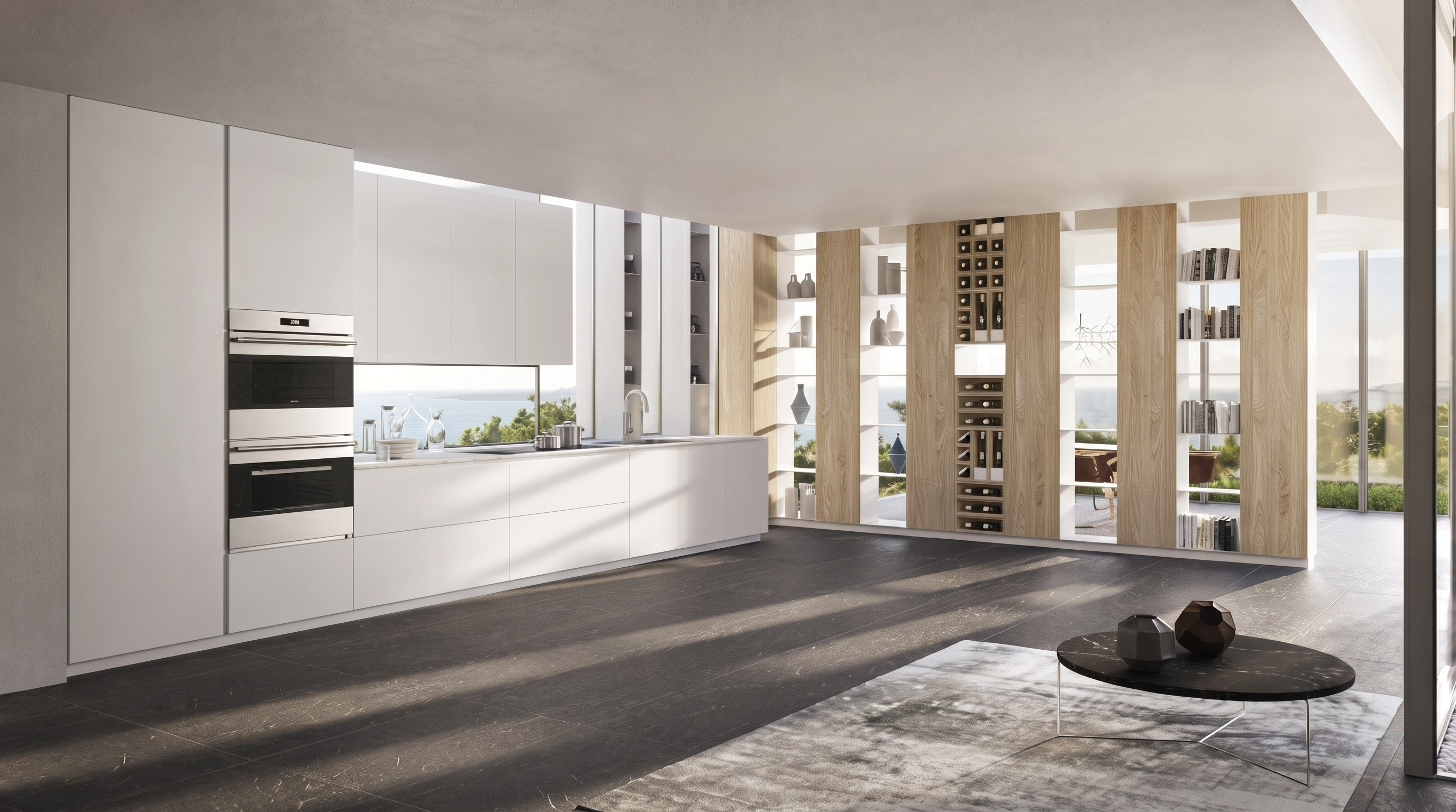 Minimal white kitchen interior